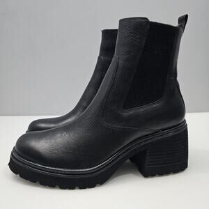 NEW Sofft Jordie Ankle Boot Women 10 Black Leather Waterproof Chelsea Block Heel